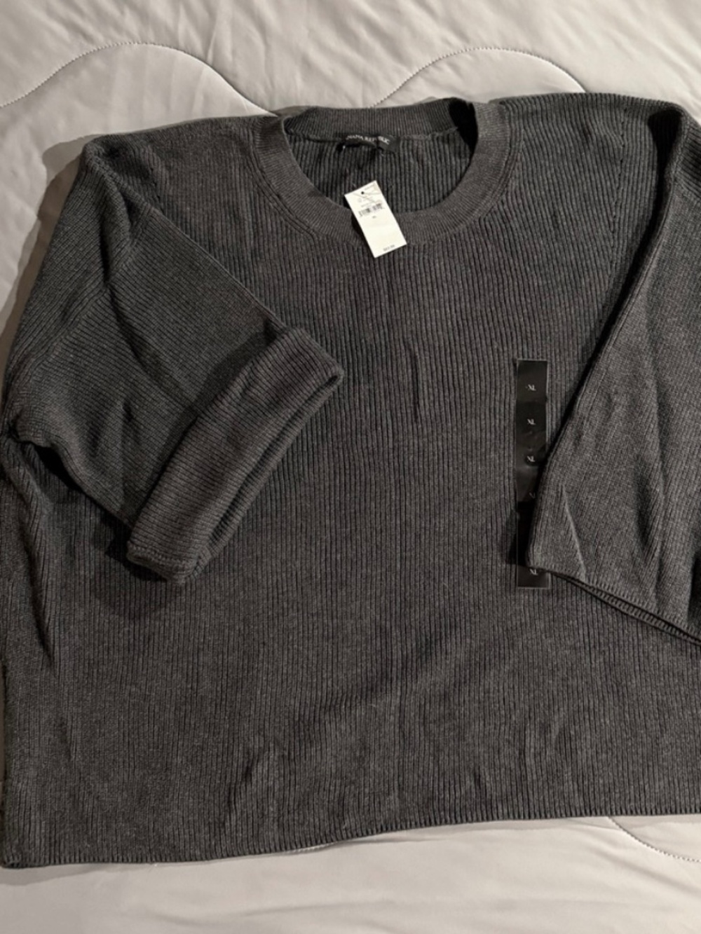 Banana Republic Womens Gray Pullover Sweater 100% Cotton Ribbed Knit Crewneck